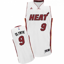 Mens Adidas Miami Heat 9 Kelly Olynyk Swingman White Home NBA Jersey 