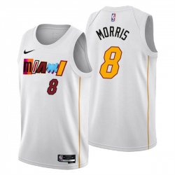 Men's Miami Heat #8 Markieff Morris 2022-23 White City Edition Stitched Jersey