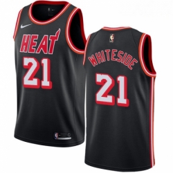 Mens Nike Miami Heat 21 Hassan Whiteside Swingman Black Black Fashion Hardwood Classics NBA Jersey