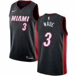 Mens Nike Miami Heat 3 Dwyane Wade Swingman Black Road NBA Jersey Icon Edition