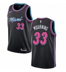 Mens Nike Miami Heat 33 Alonzo Mourning Swingman Black NBA Jersey City Edition