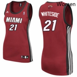 Womens Adidas Miami Heat 21 Hassan Whiteside Authentic Red Alternate NBA Jersey