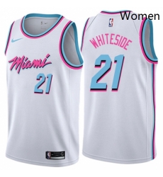 Womens Nike Miami Heat 21 Hassan Whiteside Swingman White NBA Jersey City Edition