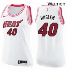 Womens Nike Miami Heat 40 Udonis Haslem Swingman WhitePink Fashion NBA Jersey