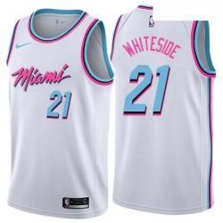 Youth Nike Miami Heat 21 Hassan Whiteside Swingman White NBA Jersey City Edition