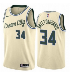 Bucks 34 Giannis Antetokounmpo Cream City Edition Nike Swingman Jersey