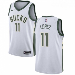 Mens Nike Milwaukee Bucks 11 Brook Lopez Swingman White NBA Jersey Association Edition 