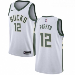 Mens Nike Milwaukee Bucks 12 Jabari Parker Swingman White Home NBA Jersey Association Edition