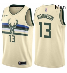 Mens Nike Milwaukee Bucks 13 Glenn Robinson Swingman Cream NBA Jersey City Edition 