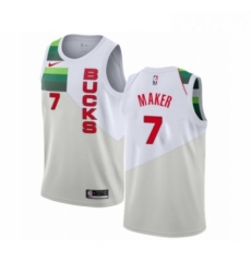 Mens Nike Milwaukee Bucks 7 Thon Maker White Swingman Jersey Earned Edition 