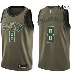 Mens Nike Milwaukee Bucks 8 Matthew Dellavedova Swingman Green Salute to Service NBA Jersey 