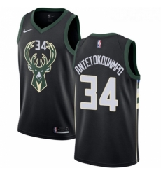 Womens Adidas Milwaukee Bucks 34 Giannis Antetokounmpo Authentic Black Alternate NBA Jersey Statement Edition