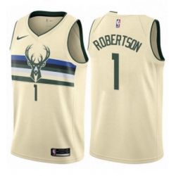 Womens Nike Milwaukee Bucks 1 Oscar Robertson Swingman Cream NBA Jersey City Edition