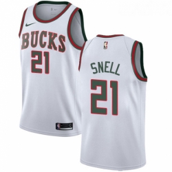 Womens Nike Milwaukee Bucks 21 Tony Snell Authentic White Fashion Hardwood Classics NBA Jersey 