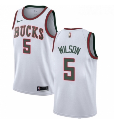 Womens Nike Milwaukee Bucks 5 D J Wilson Swingman White Fashion Hardwood Classics NBA Jersey 