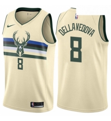 Womens Nike Milwaukee Bucks 8 Matthew Dellavedova Swingman Cream NBA Jersey City Edition 