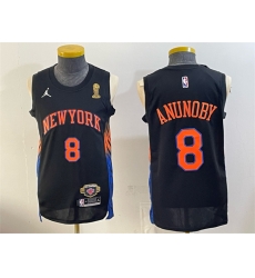 Men New Yok Knicks 8 OG Anunoby Black 2026 Finals Champions Patch Statement Edition Stitched Jersey Men New Yok Knicks 8 OG Anunoby Black 2026 Finals Champions Patch Statement Edition Stitched Jersey