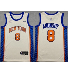 Men New Yok Knicks  8 OG Anunoby Cream 2024 25 City Edition Stitched Basketball Jersey