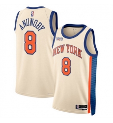 Men New Yok Knicks 8 OG Anunoby Cream 2025 26 City Edition Stitched Basketball Jersey Men New Yok Knicks 8 OG Anunoby Cream 2025 26 City Edition Stitched Basketball Jersey