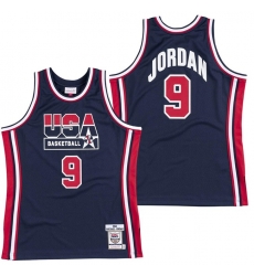 Men USA Basketball 9 Michael Jordan 1992 Navy Throwback Stitched Jersey