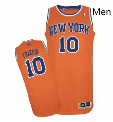 Mens Adidas New York Knicks 10 Walt Frazier Authentic Orange Alternate NBA Jersey