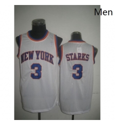 Mens Adidas New York Knicks 3 John Starks Authentic White Throwback NBA Jersey