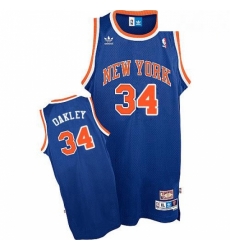 Mens Mitchell and Ness New York Knicks 34 Charles Oakley Swingman Royal Blue Throwback NBA Jersey