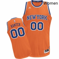 Womens Adidas New York Knicks 00 Enes Kanter Swingman Orange Alternate NBA Jersey 