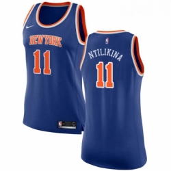 Womens Nike New York Knicks 11 Frank Ntilikina Authentic Royal Blue NBA Jersey Icon Edition 