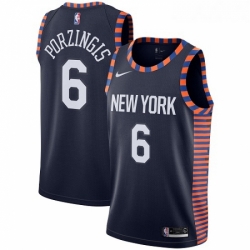 Womens Nike New York Knicks 6 Kristaps Porzingis Swingman Navy Blue NBA Jersey 2018 19 City Edition 