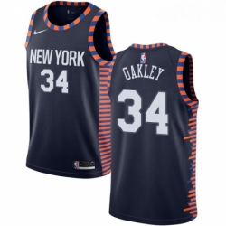 Youth Nike New York Knicks 34 Charles Oakley Swingman Navy Blue NBA Jersey 2018 19 City Edition