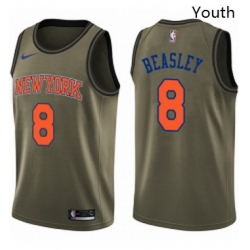 Youth Nike New York Knicks 8 Michael Beasley Swingman Green Salute to Service NBA Jersey 