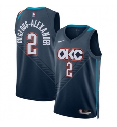 Men Oklahoma City Thunder 2 Shai Gilgeous Alexander Navy 2025 26 City Edition Stitched Basketball Jersey Men Oklahoma City Thunder 2 Shai Gilgeous Alexander Navy 2025 26 City Edition Stitched Basketball Jersey