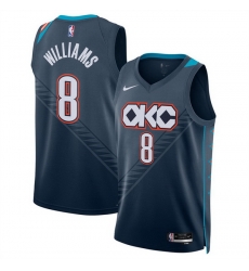 Men Oklahoma City Thunder 8 Jalen Williams Navy 2025 26 City Edition Stitched Basketball Jersey Men Oklahoma City Thunder 8 Jalen Williams Navy 2025 26 City Edition Stitched Basketball Jersey