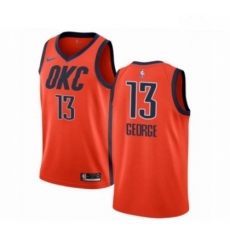 Mens Nike Oklahoma City Thunder 13 Paul George Orange Swingman Jersey Earned Edition 