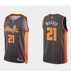 Men Orlando Magic 21 Moritz Wagner 2021 22 City Edition Black 75th Anniversary Stitched Swingman Jersey