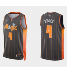 Men Orlando Magic 4 Jalen Suggs 2021 22 City Edition Black 75th Anniversary Stitched Swingman Jersey