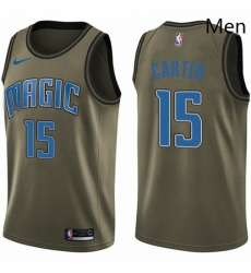 Mens Nike Orlando Magic 15 Vince Carter Swingman Green Salute to Service NBA Jersey