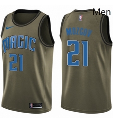 Mens Nike Orlando Magic 21 Timofey Mozgov Swingman Green Salute to Service NBA Jersey 