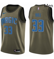 Mens Nike Orlando Magic 33 Grant Hill Swingman Green Salute to Service NBA Jersey