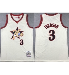 Men Philadelphia 76ers 3 Allen Iverson White Throwback Stitched Basketball Jersey