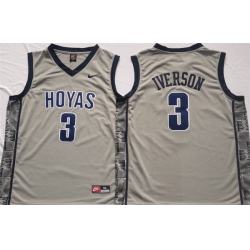 Men's Georgetown Hoyas #3 Allen Iverson Gray NCAA Basketball Jersey