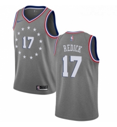 Mens Nike Philadelphia 76ers 17 JJ Redick Swingman Gray NBA Jersey City Edition 