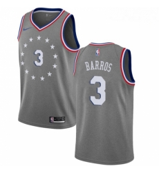 Mens Nike Philadelphia 76ers 3 Dana Barros Swingman Gray NBA Jersey City Edition