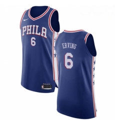 Mens Nike Philadelphia 76ers 6 Julius Erving Authentic Blue Road NBA Jersey Icon Edition