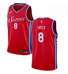 Mens Nike Philadelphia 76ers 8 Zhaire Smith Swingman Red NBA Jersey Statement Edition 