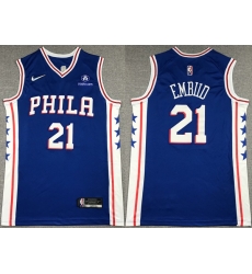 Men's Philadelphia 76ers #21 Joel Embiid Royal 75th Anniversary Icon Edition Swingman Stitched Jersey