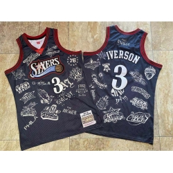 Philadelphia 76ers 3 Allen Iverson Black 1997 98 Hardwood Classics Jersey