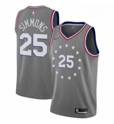 Womens Nike Philadelphia 76ers 25 Ben Simmons Swingman Gray NBA Jersey City Edition