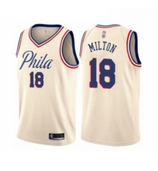 Womens Philadelphia 76ers 18 Shake Milton Swingman Cream Basketball Jersey City Edition 